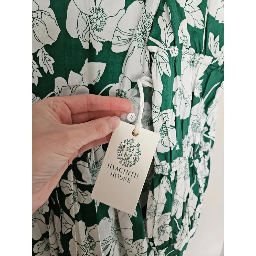Tuckernuck Hyacinth House Green Floral Clemons Blouse NWT Size X-Small